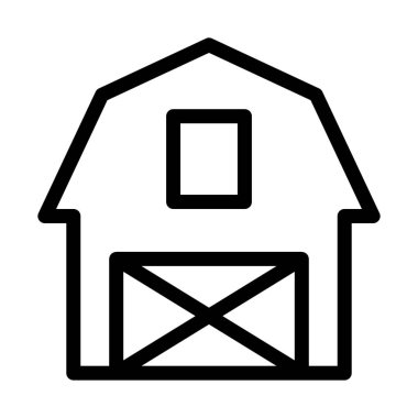 Sığır barınak ahır, basit hat illüstrasyon