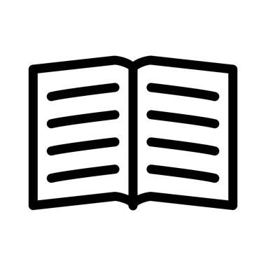 Açık kitap içerik simgesi, basit hat illüstrasyon