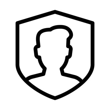 Erkek Kullanıcı güvenlik simgesi, basit hat illüstrasyon