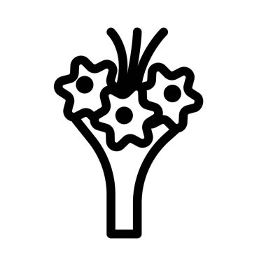 düğün buketi simgesi, basit hat illüstrasyon