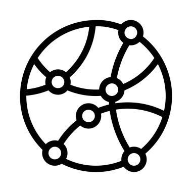 Küresel kapsama alanı simgesi, basit hat illüstrasyon