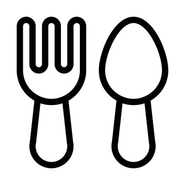 Küçük bebek çatal, basit hat illüstrasyon