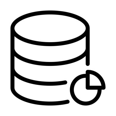 Veritabanı pasta grafik simgesi, basit hat illüstrasyon