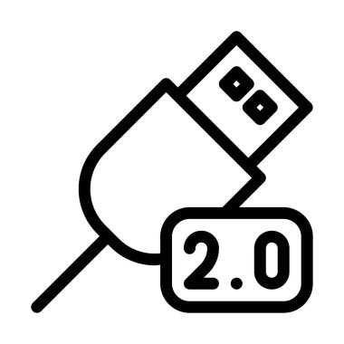 USB ikinci nesil simgesi, basit hat illüstrasyon