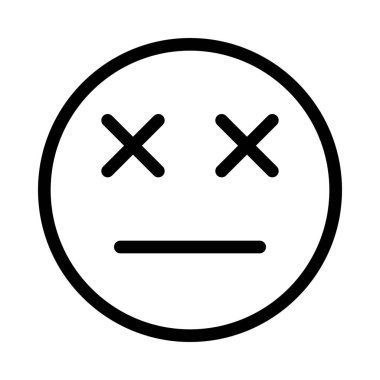 Gözleri kapalı ifade simgesi, basit hat illüstrasyon