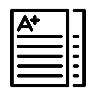 Sınıf Test kağıt simgesi üzerinde beyaz izole 