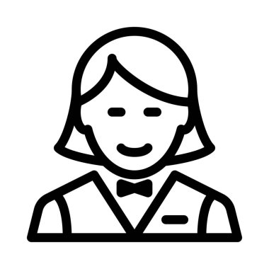 Erkek otel garson simgesi, basit hat illüstrasyon