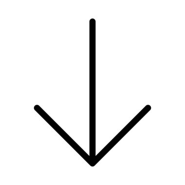 Aşağıya doğru yön oku, basit vektör çizim