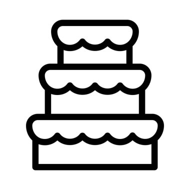 Düğün pastası simgesi, basit hat illüstrasyon dekore edilmiş