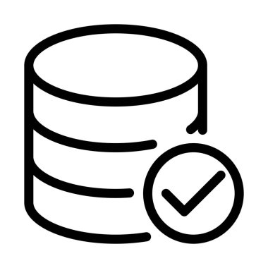 Doğrulanmış veritabanı ağ simgesini, basit hat illüstrasyon