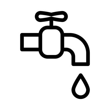 Su israfını sembol simge, basit hat illüstrasyon