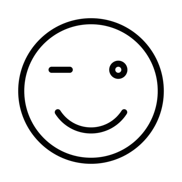Wink 表达式人脸图标 简单的线条插图 — 图库矢量图片