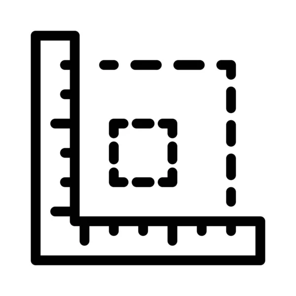 Πλατεία Χάρακα Μέτρησης Εικονίδιο Απλή Γραμμή Εικονογράφηση — Διανυσματικό Αρχείο