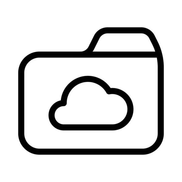 Cartella Documenti Cloud Stile Semplice Linea — Vettoriale Stock