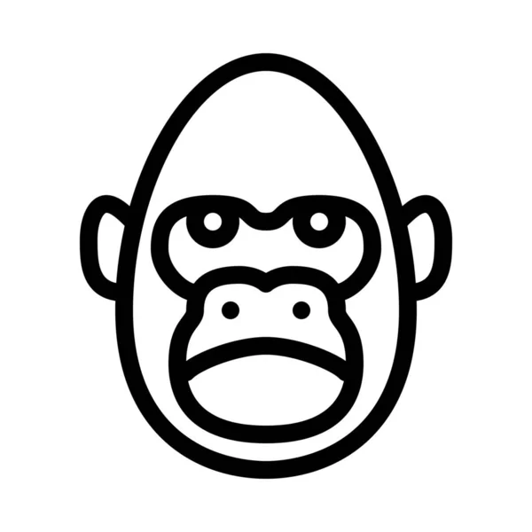 Állatkert Gorilla Fej Egyszerű Vonal Illusztráció — Stock Vector