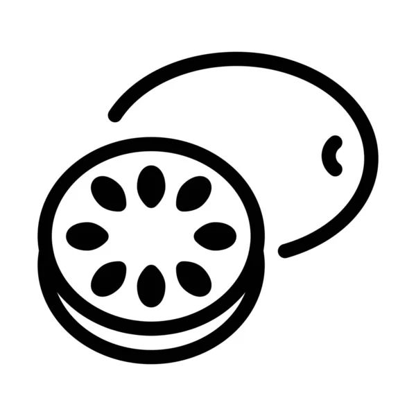 Icono Kiwi Lleno Vitaminas Ilustración Línea Simple — Vector de stock