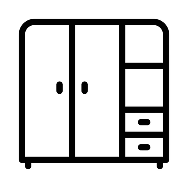 ワードローブ収納家具アイコン シンプルなラインの図 — ストックベクタ