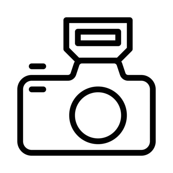 Camera Met Flits Eenvoudige Lijn Illustratie — Stockvector