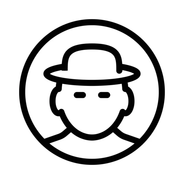 Homme Avec Chapeau Icône Vectoriel Illustration — Image vectorielle