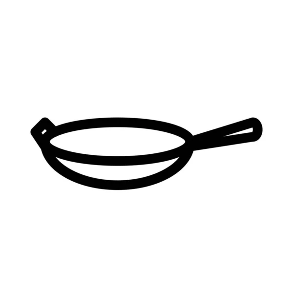 Wok Con Icono Mango Ilustración Línea Simple — Vector de stock