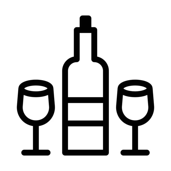 Celebração Amor Ícone Vinho Ilustração Linha Simples —  Vetores de Stock