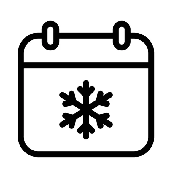 Zimní Kalendář Ikona Jednoduché Linie Obrázku — Stockový vektor