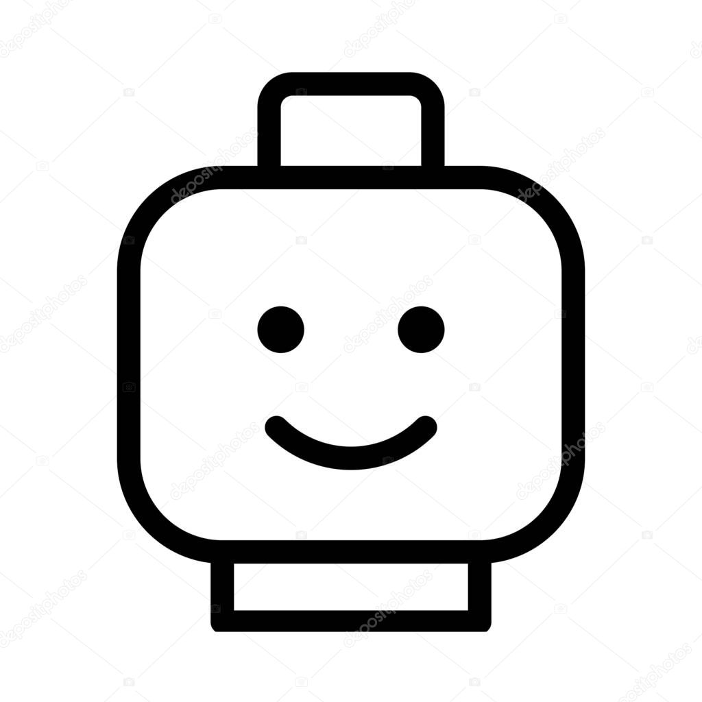 Kids Lego Head  icon isolated on white 
