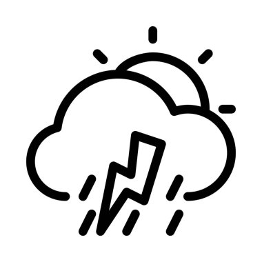 Gündüz bulutlu gök gürültüsü simgesi vektör çizimi