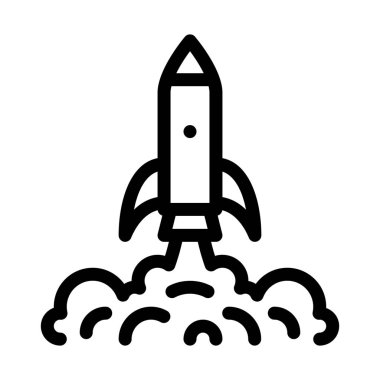 Uçan roket simgesi, basit hat illüstrasyon