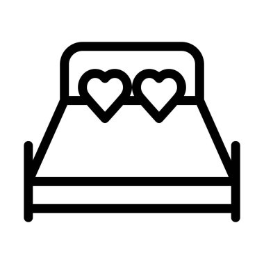 Çift Romantik yatak odası, basit vektör çizim