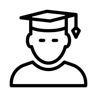 Lisansüstü öğrenci profili simgesinin üzerine beyaz izole 