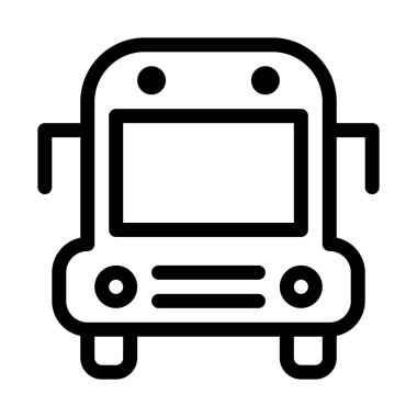 Beyaz izole okul otobüs ulaşım seyahat simgesi 