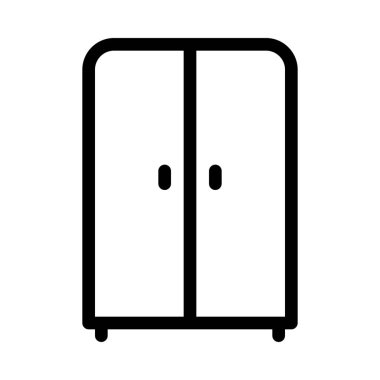 Çift kapaklı dolap simgesi, basit hat illüstrasyon