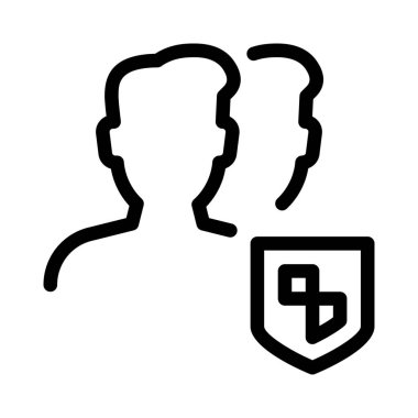 Kullanıcılar savunma simgesi, basit hat illüstrasyon