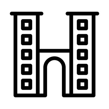 Turistik otel binası, basit hat illüstrasyon