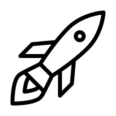 Uçan roket simgesi, basit hat illüstrasyon