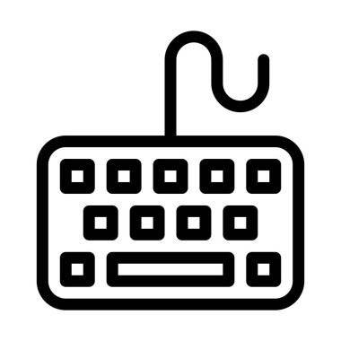Kablolu bilgisayar klavye simge vektör çizim   