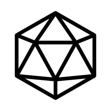 İcosahedron şekli yüz simgesi, basit hat illüstrasyon