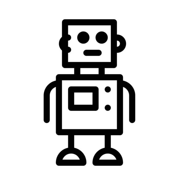 Retro Roboter Einfache Linie Illustration — Stockvektor