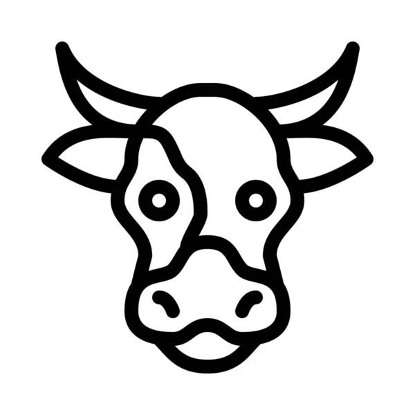 Εξημερωμένο Ζώο Αγελάδα Απλή Γραμμή Εικονογράφηση — Διανυσματικό Αρχείο