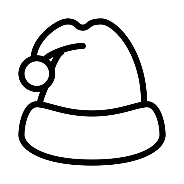 Santa Winter Hat Icona Semplice Illustrazione Linea — Vettoriale Stock