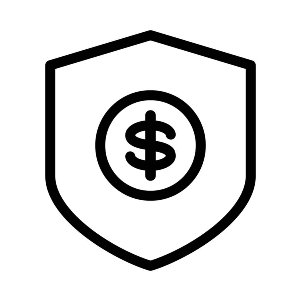 货币或银行保护 简单的线插图 — 图库矢量图片