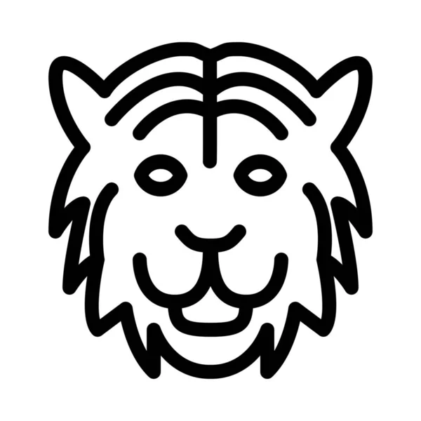 Άγριο Ζώο Τίγρη Απλή Γραμμή Εικονογράφηση — Διανυσματικό Αρχείο