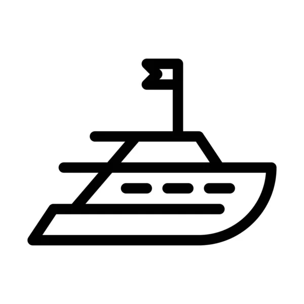Σκάφος Θάλασσα Ταξίδι Εικονίδιο Απλή Γραμμή Εικονογράφηση — Διανυσματικό Αρχείο