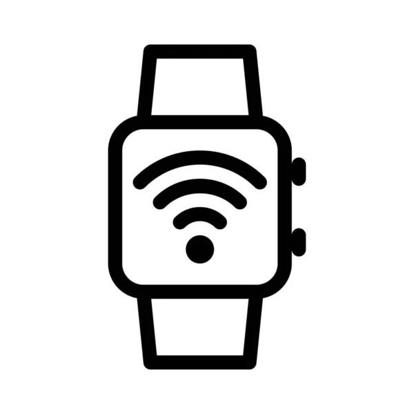 Smartwatch Wifi Network Ilustração Linha Simples — Vetor de Stock