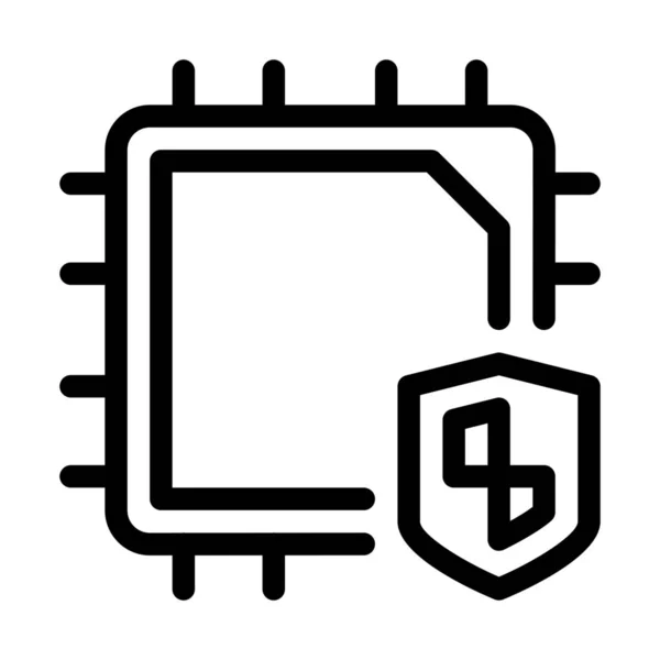 Icono Protección Virus Cpu Vector Ilustración — Vector de stock