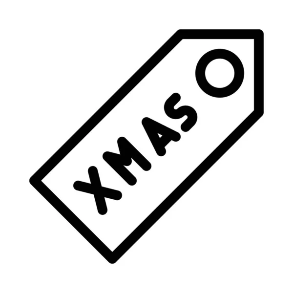 Xmas Tagg Eller Etikett Ikon Enkel Linje Illustration — Stock vektor