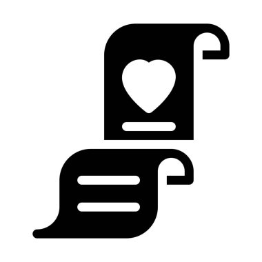 Aşk ortağı mektubu, basit siyah çizgi resimde beyaz arka plan üzerinde