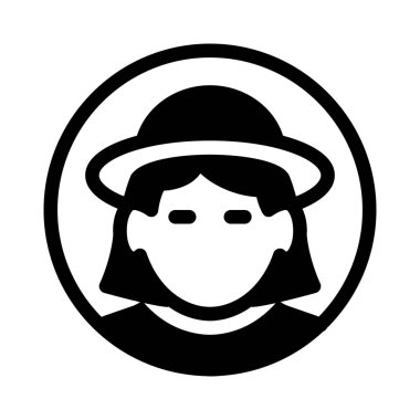 kadın şapka ile basit vektör çizim