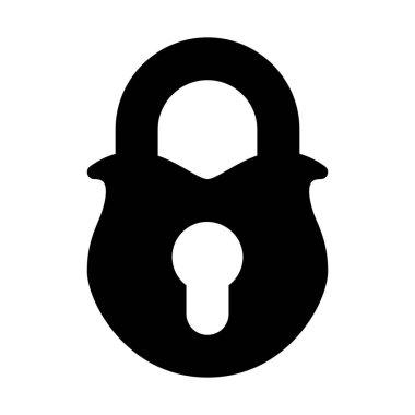 Kapı asma kilit izole, basit siyah çizgi resimde beyaz arka plan üzerinde